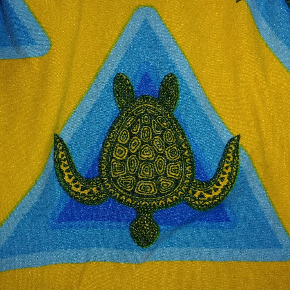 Sea Turtle Yellow Green & Blue Lularoe Leggings OS